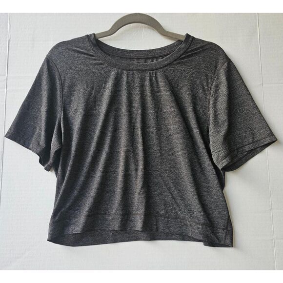 Lululemon Tops - Lululemon Cropped Nulu Tee | Women’s 12 Black Sheen Workout Short Sleeve Top